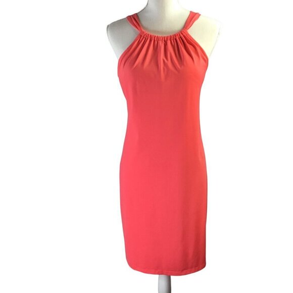 Athleta Kokomo Swim Dress Melon Size M Built in Bra Tie Halter 739779 High Neck - Picture 3 of 10